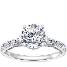 NEW Lace Bridge Hidden Halo and Pave Diamond Engagement Ring​ in 14k White Gold (1/3 ct. tw.)